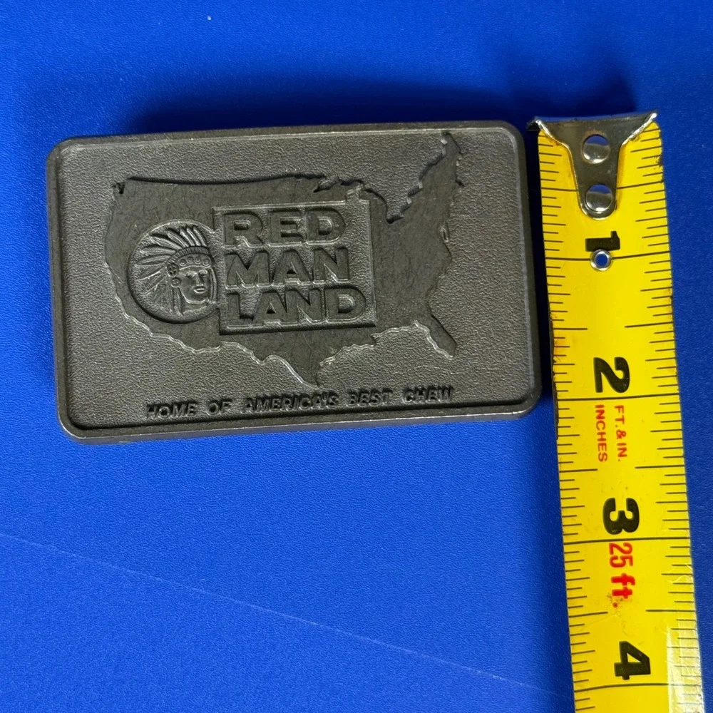 Vintage Red Man Land Belt Buckle Chewing Tobacco Advertising‎ Collectible